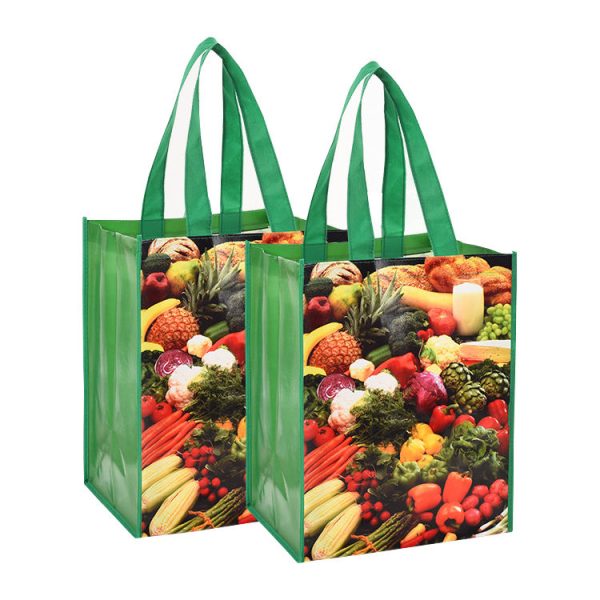 colorful design PP non woven tote bag for fresh food, fruits, shopping, grocery